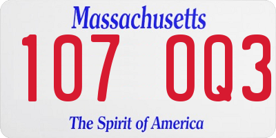 MA license plate 107OQ3