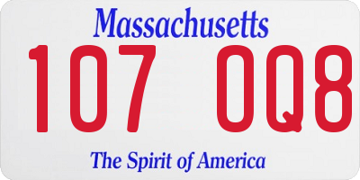 MA license plate 107OQ8