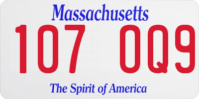 MA license plate 107OQ9