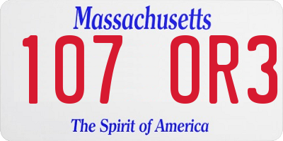 MA license plate 107OR3