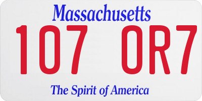 MA license plate 107OR7