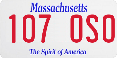 MA license plate 107OS0