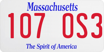 MA license plate 107OS3