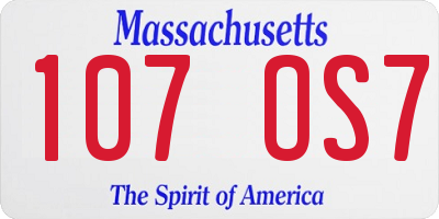 MA license plate 107OS7
