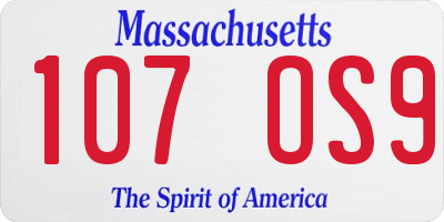 MA license plate 107OS9