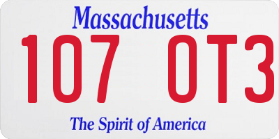 MA license plate 107OT3
