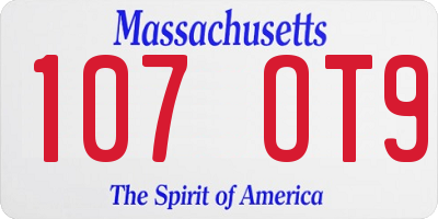 MA license plate 107OT9
