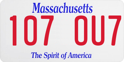 MA license plate 107OU7