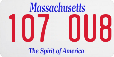 MA license plate 107OU8