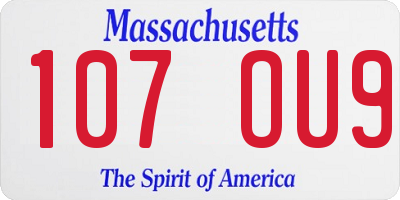 MA license plate 107OU9