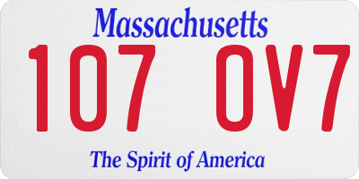 MA license plate 107OV7