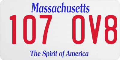 MA license plate 107OV8