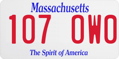 MA license plate 107OW0