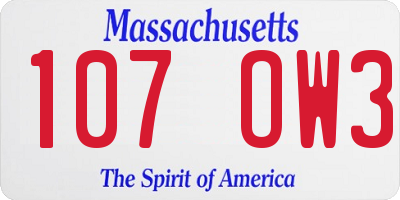 MA license plate 107OW3