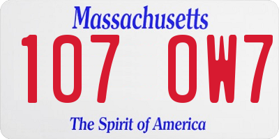 MA license plate 107OW7
