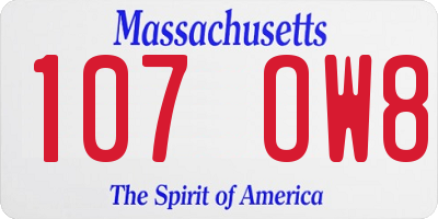 MA license plate 107OW8