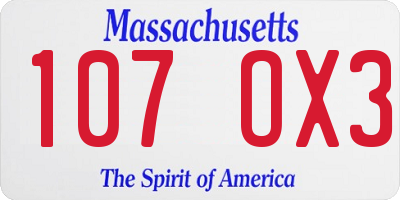 MA license plate 107OX3