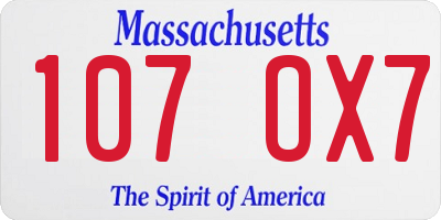MA license plate 107OX7