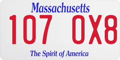 MA license plate 107OX8