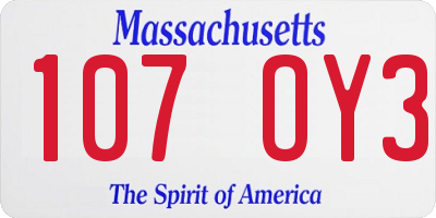MA license plate 107OY3