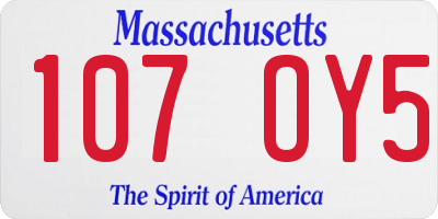 MA license plate 107OY5