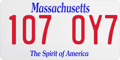 MA license plate 107OY7