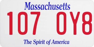 MA license plate 107OY8