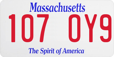 MA license plate 107OY9
