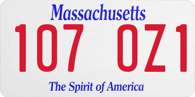 MA license plate 107OZ1