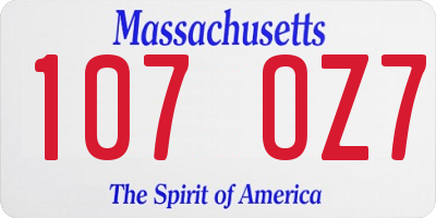 MA license plate 107OZ7