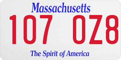MA license plate 107OZ8