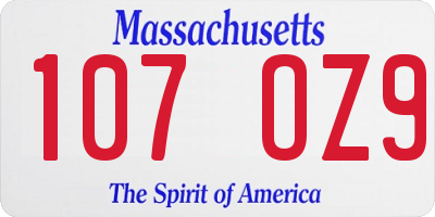 MA license plate 107OZ9