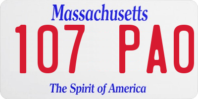 MA license plate 107PA0