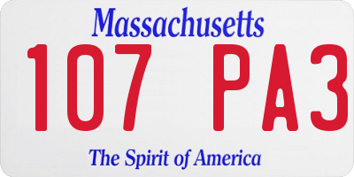 MA license plate 107PA3