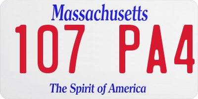 MA license plate 107PA4