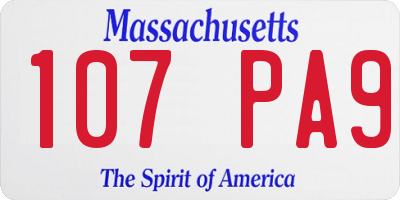 MA license plate 107PA9