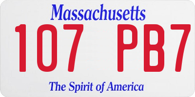 MA license plate 107PB7