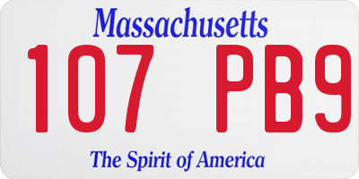 MA license plate 107PB9