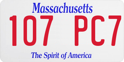 MA license plate 107PC7