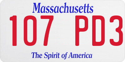 MA license plate 107PD3