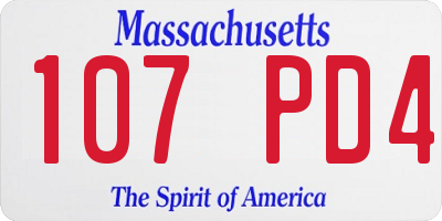 MA license plate 107PD4