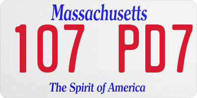 MA license plate 107PD7