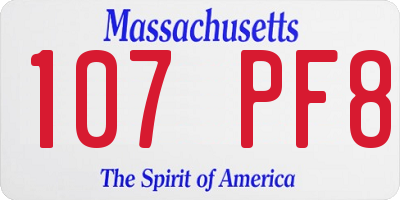 MA license plate 107PF8