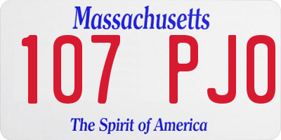 MA license plate 107PJ0