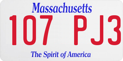 MA license plate 107PJ3