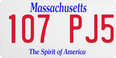 MA license plate 107PJ5