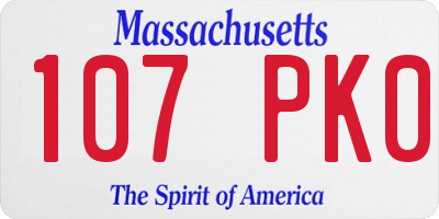MA license plate 107PK0