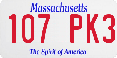 MA license plate 107PK3