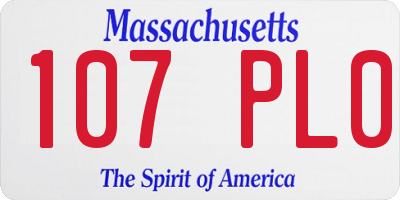 MA license plate 107PL0