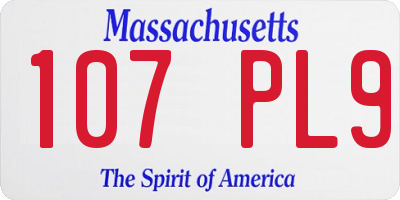 MA license plate 107PL9